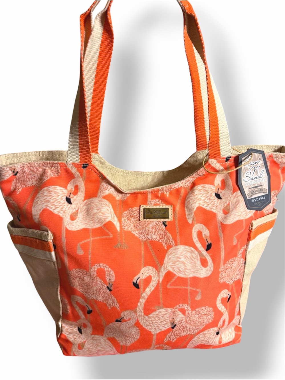 NWT CORAL FLAMINGO BEACH BAG $55.50